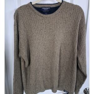 American Eagle Outfitters Men’s Brown Chunky Ribbed Taupe Pullover Sweater Sz L